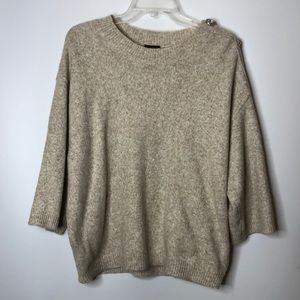 Ann Taylor Women's Tan Mid Sleeve Soft Stretch Sweater L LARGE